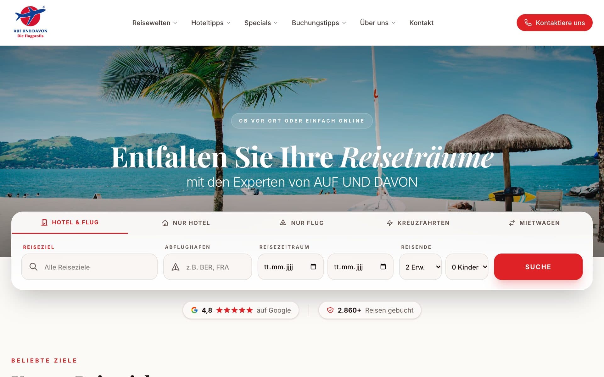 Die Referenz auf-und-davon.de am Computer und auf dem Handy